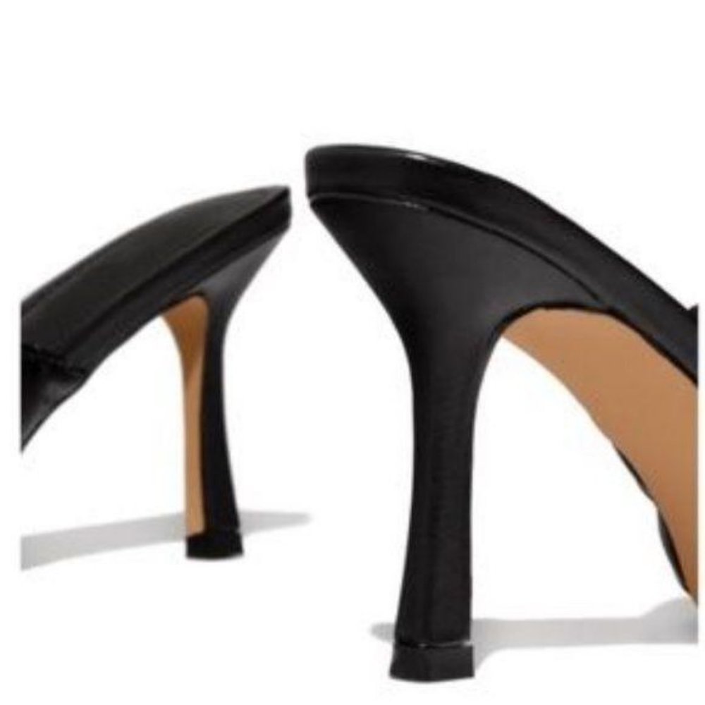 !! NEW !! SQUARE TOE Quilted Mules in Black - Picture 6 of 11